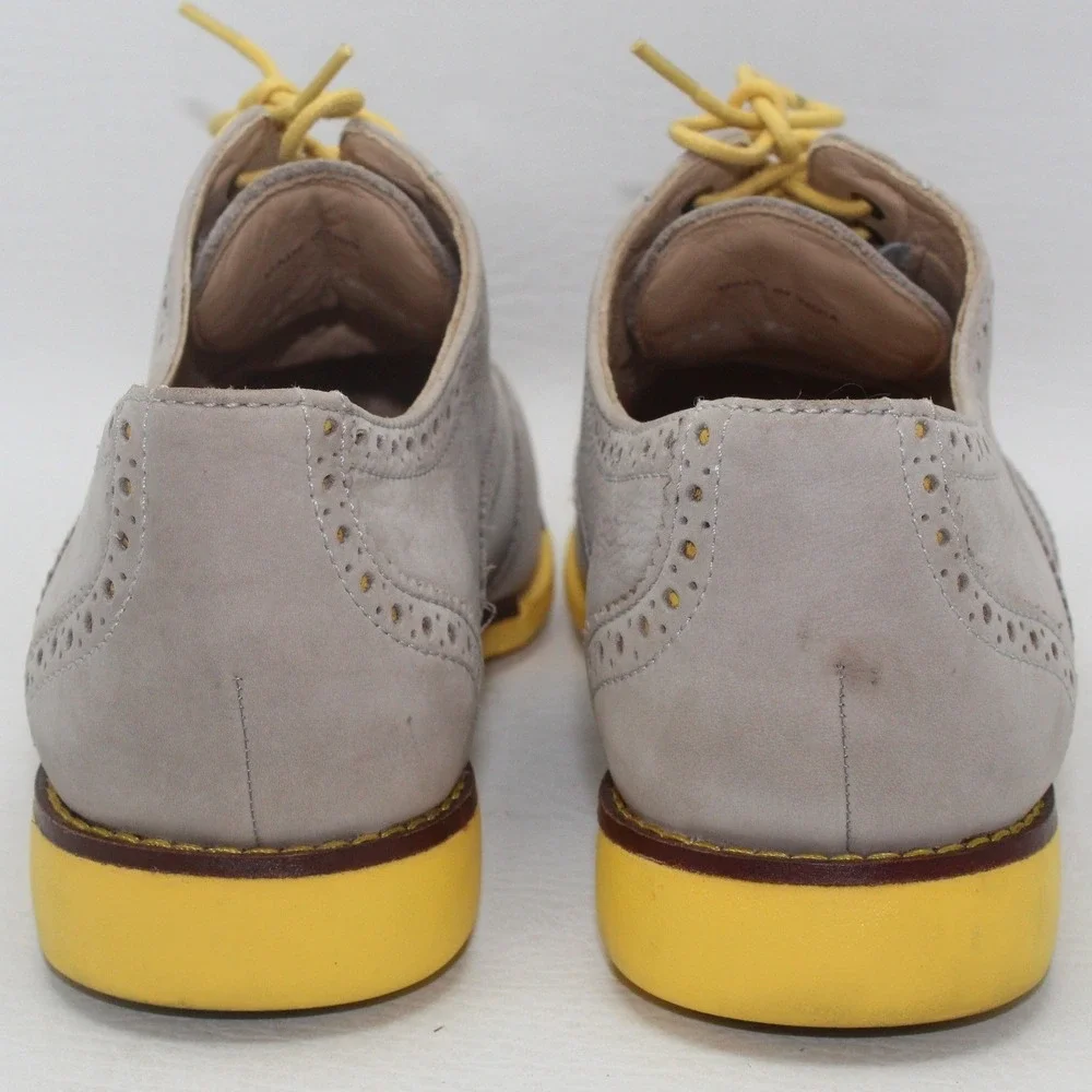 Cole‎ Haan Kids Gray Leather Wingtip Oxford Shoes Yellow Sole Size 7.5B K12